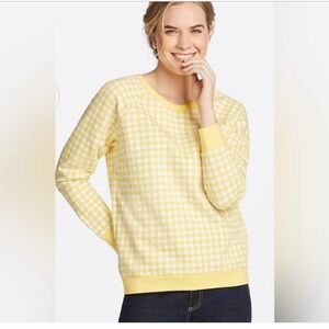Draper James Natalie Yellow Gingham Check Plaid Sweatshirt